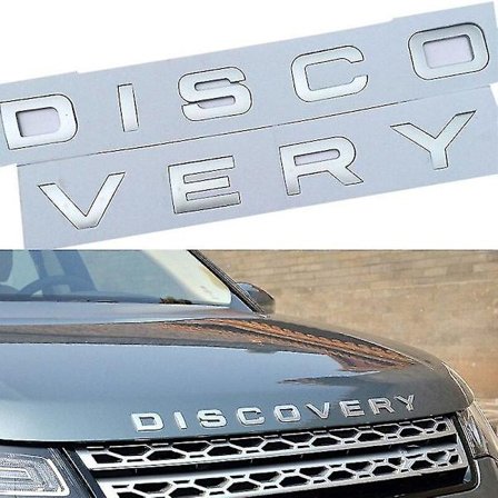 Titanium Silver DISCOVERY Bokstäver Klistermärke Stick On Badge Emblem För Front Grill Bonnet Badge Emblem Eller Bak