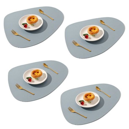 Bordstabletter i läder, set om 4, avtorkningsbara och tvättbara. Ljusblå