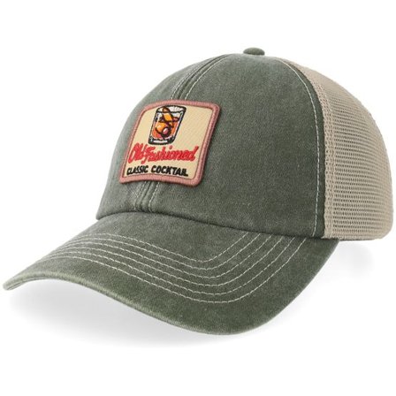 Iconic - Grön trucker Keps - Old Fashioned Classic Cocktail Olive/Stone Vintage Trucker @ Hatstore