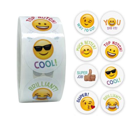 500st Stickers Klistermärken - Smiley / Emoji Motiv - Cartoon Multifärg