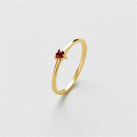 Red Heart Ring - 18K GULLBELAGT STERLINGSØLV