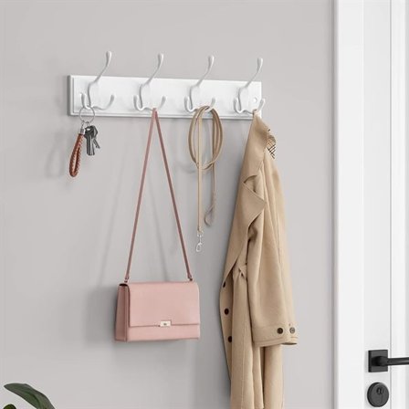 Kleshenger med 4 kroker - Hvit