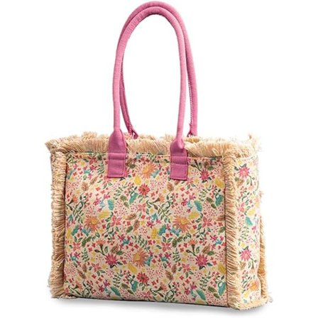 Canvas Handväska Dam Etnisk Stil Tygväska Retro Axelväska med Tofsar Sommar Strandväska Bohemisk Handväska