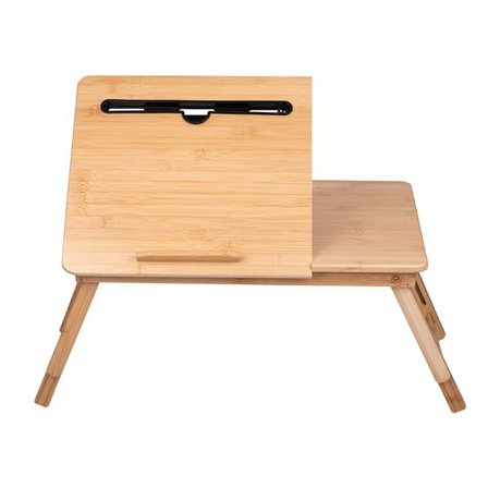 Hopfällbart laptopbord i bambu med justerbar höjd och vinkel
