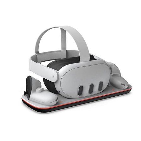 For Meta Quest 3S VR Hjelm Ladestasjon Støtte VR Hode Sett Håndtak Lading med LED Lys Bar
