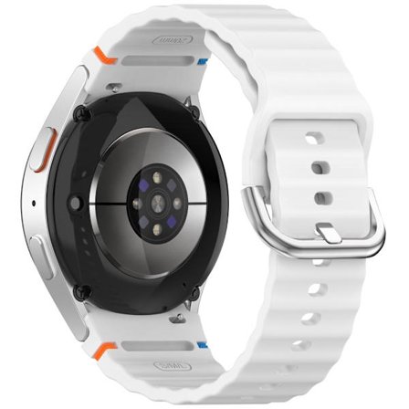 Galaxy Watch 5/5 Pro/6/7/FE Armband Silikon Wave Design Vit