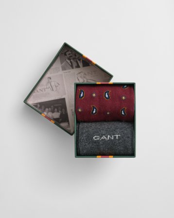 GANT Herren 2er-Pack Paisley Socken mit Muster in Geschenkbox (43-45) Rot