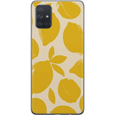 Kompatibelt Mobilskal till Samsung Samsung Galaxy A71 Citrontryck citroner gula citrusfrukt köksmönster sommar design tapet retro stil färsk inspir