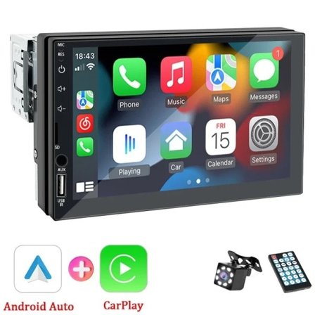Bil Radio 1 Din Carplay Android Auto Multimedia Spelare HD 7‘’ Touch Skärm