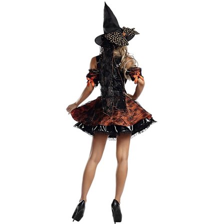 M-XL Party Witch Costume Halloween Witch Outfit Costume for Cosplay Party -a