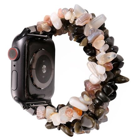 Apple Watch (45 mm) klockarmband i naturstensstil - Svart / Vit