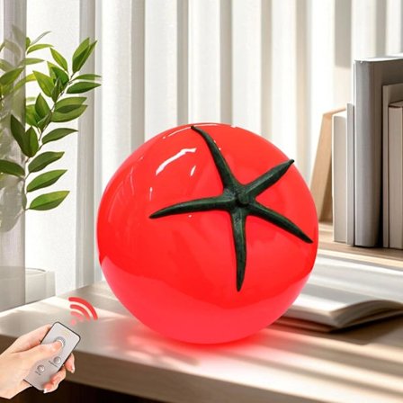 【PP】 Större Tomat Bordslampa, Snygg Bordslampa med Fjärrkontroll, Dimbar Fruktlampa för Kök | Vardagsrum | Sovrum | Matrum, 3-Färgsläge