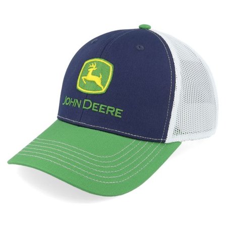 John Deere - Blå trucker Keps - Logo Embroidery White/Black/Green Trucker @ Hatstore