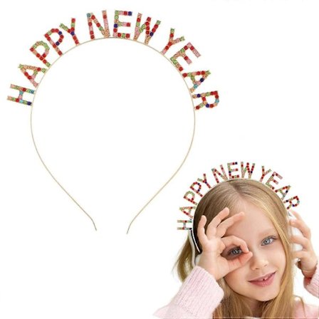 GODT NYTT ÅR Pannebånd Rhinestone Pannebånd For Kvinner, Nyttår Hårtilbehør, Strass Glitter 1 Pakke[D]