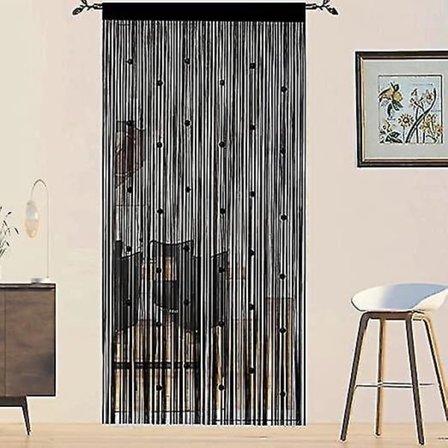 Dørgardiner med perler (sort 100 * 200cm), Flyvende gardiner til døre, vinduer, rumdelere, dørpaneler, stue skabsgardiner - xindaren