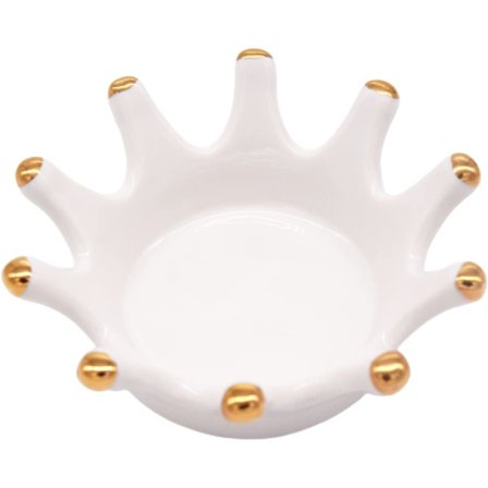 Keramisk smykkeskål, kroneformet ringholder for smykker, tr