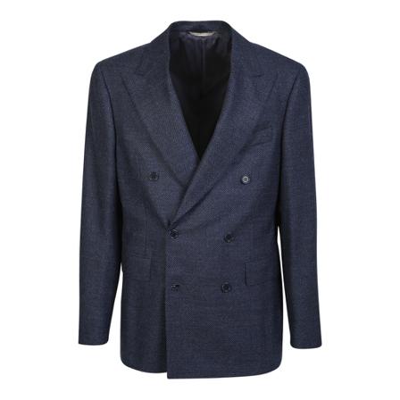 Canali, Double-Breasted Coats Blauw, Heren, Maat:M