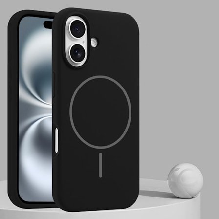 Kompatibel med iPhone 16 PLUS telefondeksel, silikonbeskyttelsesdeksel, svart