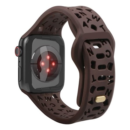 Apple Watch Series 8 (45mm) / Watch Ultra klockarmband i silikon med ihålig bokstav - Brun