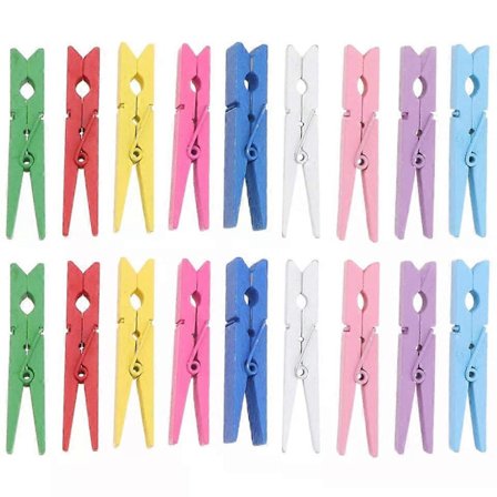 Puuklipsit, 18 kpl Sekavärisiä Ripustusnastoja Pyykkipoikia