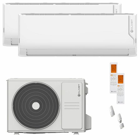 Condizionatore Clivet Cristallo 2 dual split 12000+12000 BTU inverter A+ wifi unità esterna 5.3 kW