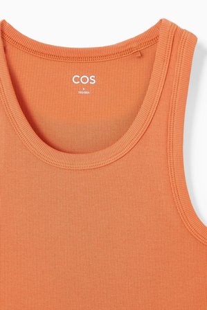 COS Women's Camiseta De Tirantes De Canalé in Naranja