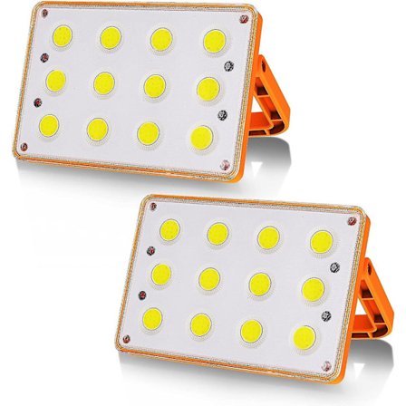 2 Pakker 60W Genopladelige LED-Overlygter 120 COB 4 Tilstande Solcelledrevet Genopladelig Lampe Byggeplads Arbejdslys Vandafvisende LED-Spotlight, 