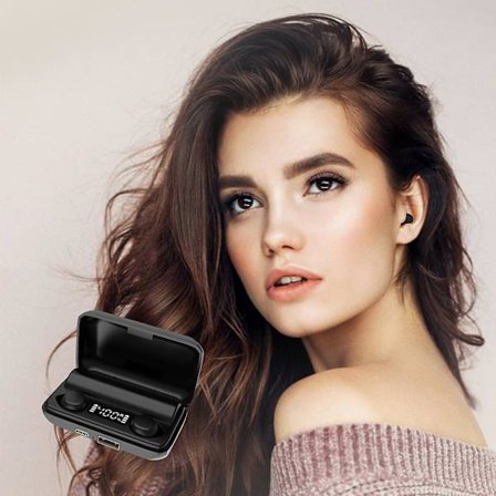 Digital Power Bluetooth-headset Mini osynlig binaural sömn-headset ultralång räckvidd Bluetooth-headset(Svart)