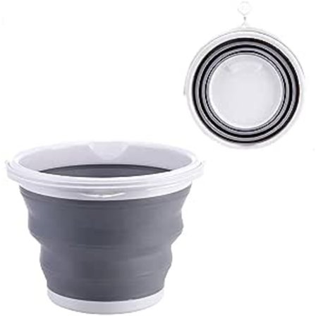 10 Liter hopfällbar silikon rengöringshink för camping, fiske och matlagning - Grå rengöringshink