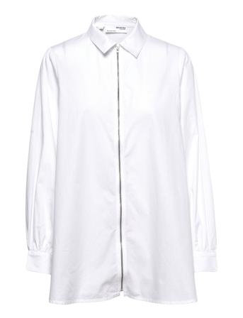 Slf Regina Ls Zip Shirt W Långärmad Skjorta Vit Selected Femme