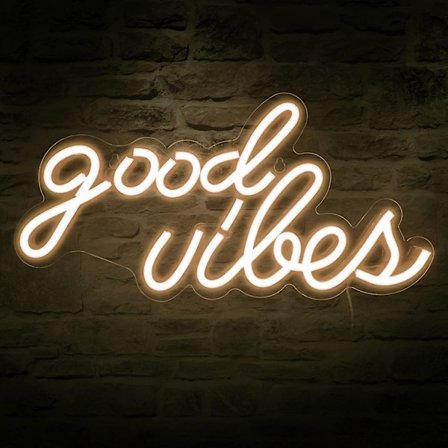 Good Vibes neonskilt for veggdekor, drevet av USB-neonlys for soveromsinnredning, varm hvit farge, 16,1" x 8,3" x 0,6"