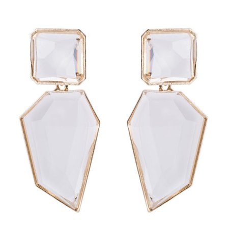Rhinestone Crystal Rectangle Dangle Earrings, Glass Geometric Sta