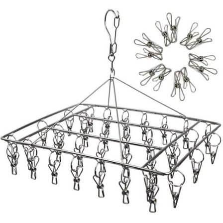 Ruostumattomasta teräksestä valmistettu sukkakuivain - Pyörivä koukku - Tuulenpitävä - Ripustin sukille, alusvaatteille, rintaliiveille [418]