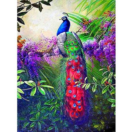 5D timanttimaalaussetti aikuisille, täysi poraus riikinkukko, pyöreät timantit, kirjonta, timanttimaalaussetti, seinäkoriste (30x40cm/11.8x15.7in)