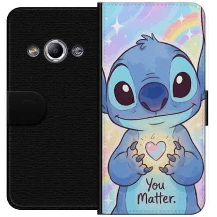 Yhteensopiva Lompakkokotelo Samsung Galaxy Xcover 3 Söpö sininen fantasiakuva, jossa on suuret kiiltävät silmät pitäen loistavaa sydäntä vaste