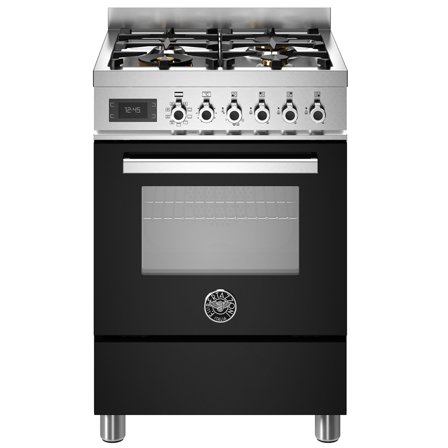 Bertazzoni PRO64L1ENET Professional gaskomfur med ovn, 60 cm, sort - Sort, ral 9005, pantone black c, blank | KitchenOne