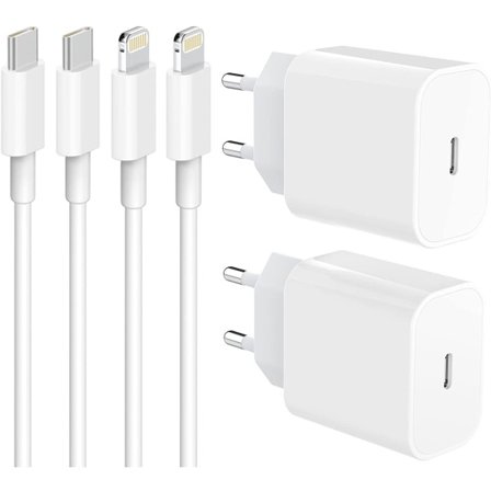 (2st) iPhone 20W snabbladdare OCH USB-C Lightning kabel 20W