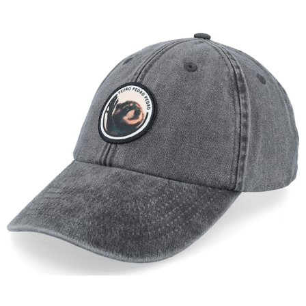 Scenes - Raccoon Pedro Round Patch Washed Black Dad Cap Unconstructed Black Cap - @ Hatstore
