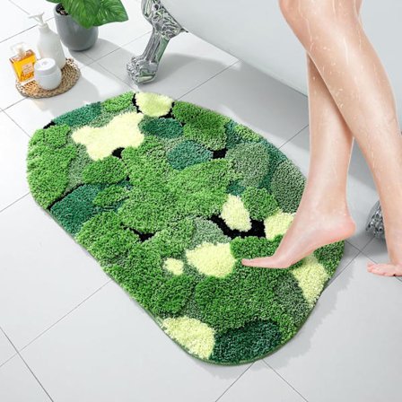 Sammal Kylpyhuoneen Matto, 3D Hauska WC Matto Liukumaton, Vihreä Shaggy Suihku Matto, Erittäin Pehmeä & Paksu, Konepestävä, Imeytyvä Matto 