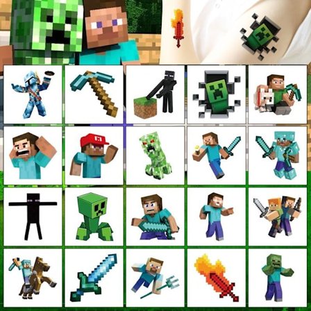 20 stk. Minecraft Tattoo Klistermærker Fødselsdagsfest Favoriserer Goodie Bag Fyld