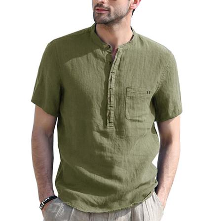 Kortärmade Toppar För Män Mock Neck Blus