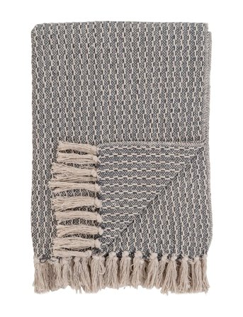 House Nordic Lita - Blanket - Plaid, Cotton, Dark Grey/White, 130X160 Cm - Grey - 130X160CM