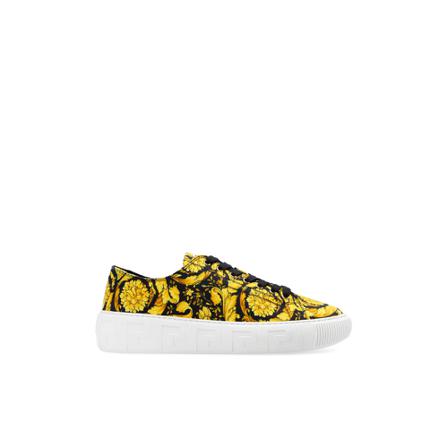 Versace, Greek Baroque Print Trainers Geel, Heren, Maat:44 EU,Katoen