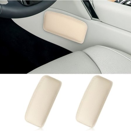 2-pack bilknäkudde, bilcenterkonsol knäbenkudde mjuk dyna, elastiskt lårstöd komfortkudde bilinredningstillbehör (vit)
