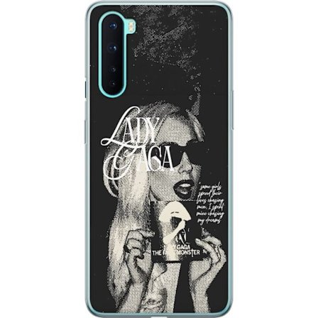 Yhteensopiva Puhelinkuori OnePlus Nord Lady Gaga mustavalkoinen retrojuliste aurinkolaseilla ja pop-taide-estetiikalla