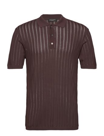 Riverbbsaint Polo Knit Knitwear Short Sleeve Knitted Polos Brun Bruuns Bazaar*Betinget Tilbud