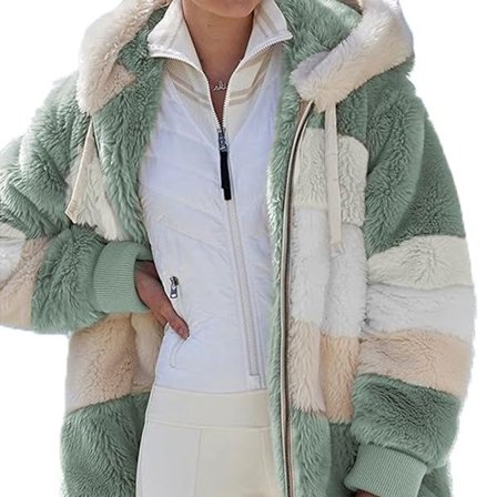 Damhuva Vinterjacka Mode Varm Huvtröja Pullover Jackor Dragkedja Plyschjacka Fleecejacka Toppar