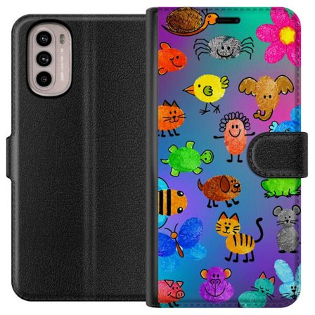 Kompatibel Tegnebogsetui til Motorola Moto G41 Little Scribble Friends