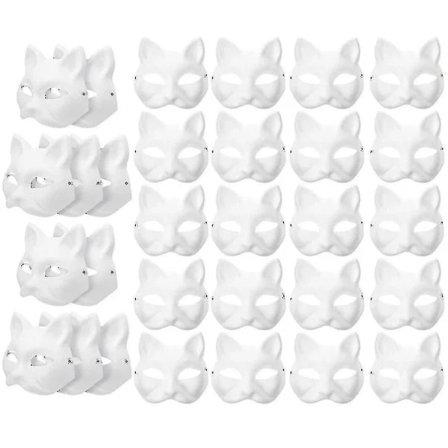 30 stk Maskerade Blank Mask Kattmasker Kostyme Cosplay Mask DIY Umalt Kattmaske