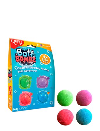Zimpli Kids Baff Bombz 4-Pack Patterned Simba Toys